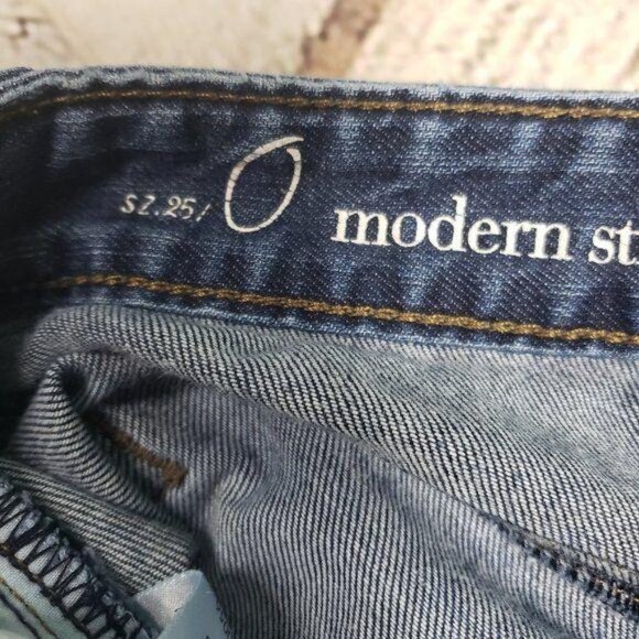 ANN TAYLOR LOFT Modern Straight Jeans High Rise Dark Wash Size  25 - Picture 8 of 10